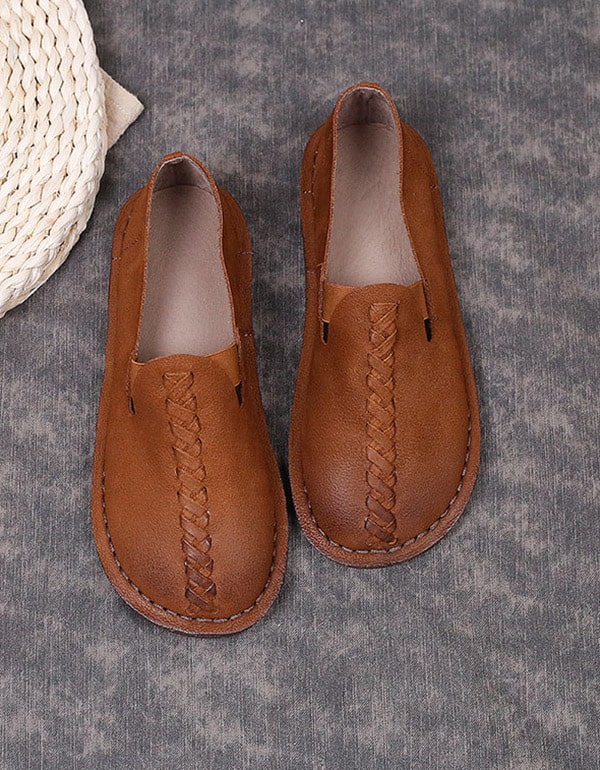 Handmade Retro Soft Leather Flat Shoes