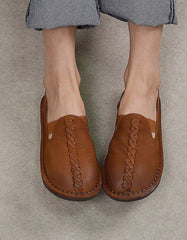 Handmade Retro Soft Leather Flat Shoes