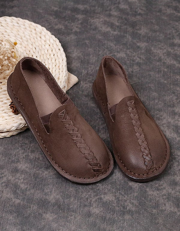 Handmade Retro Soft Leather Flat Shoes