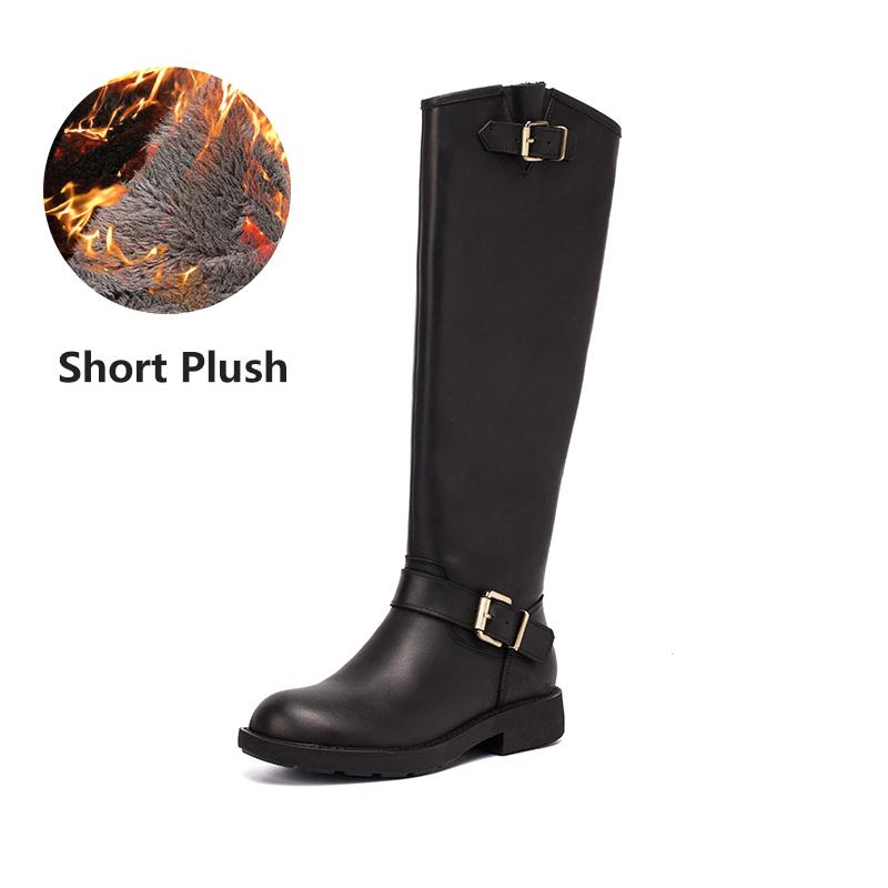 Crazy Horse Knee High Boots Western Cowboy Boots Retro Riding Boots Short Plush Coffee /Black