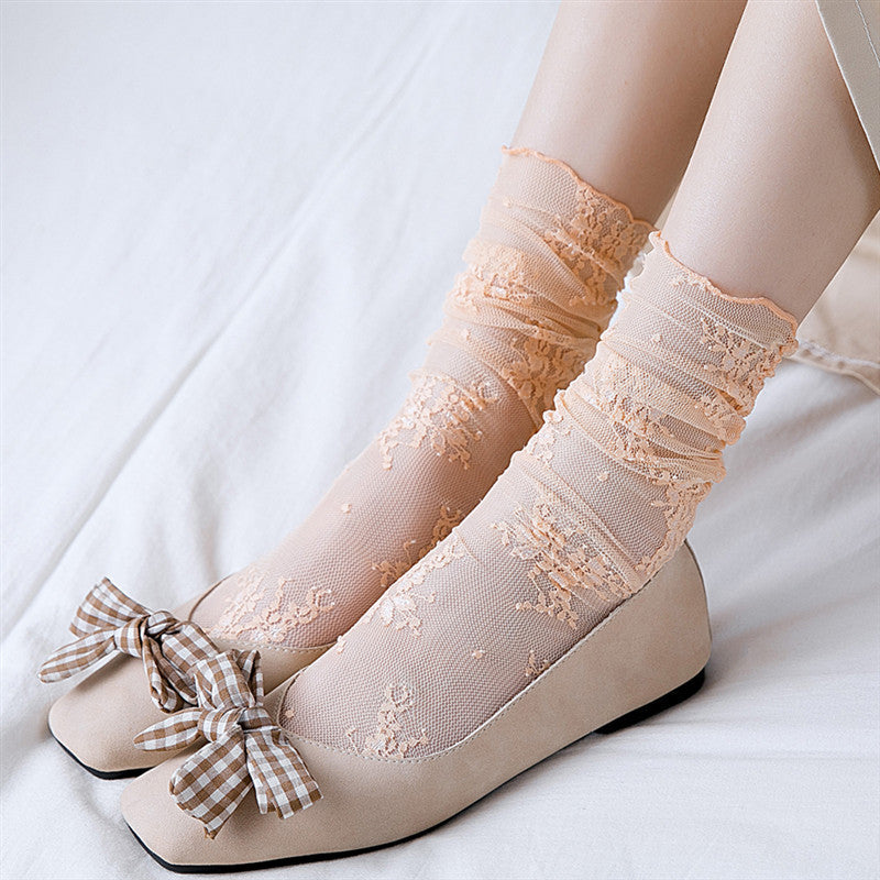 3 Pairs Vintage Women's Lace Socks