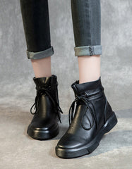 Round Toe Ankle Lace-up Leather Autumn Boots 41