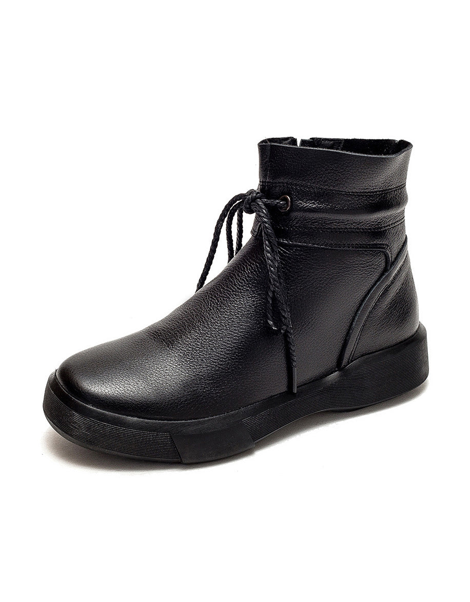 Round Toe Ankle Lace-up Leather Autumn Boots 41