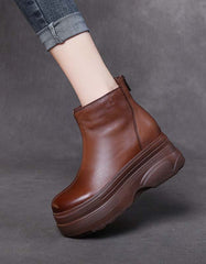 Autumn Back Zipper Retro Platform Boots