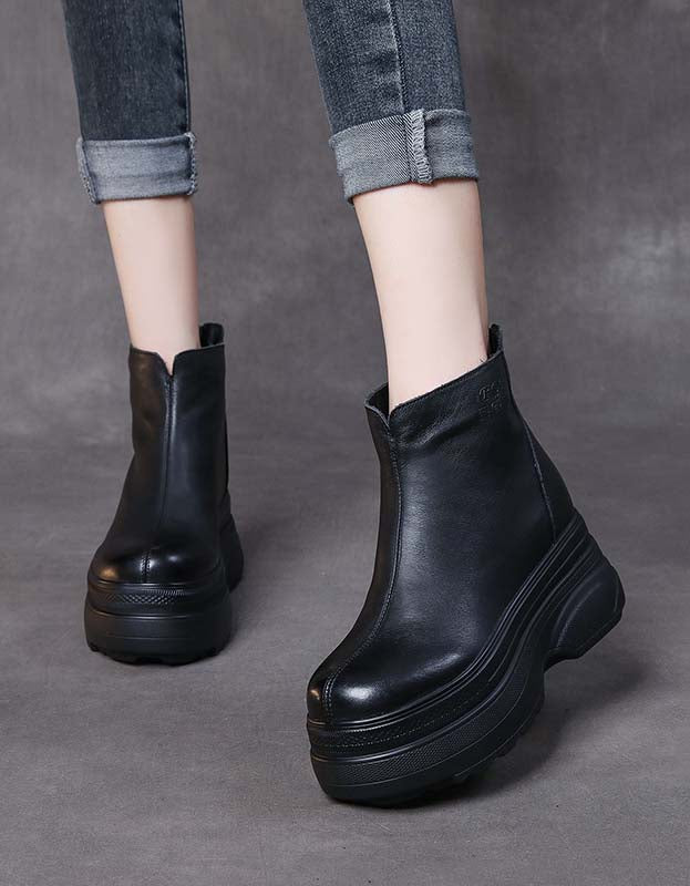 Autumn Back Zipper Retro Platform Boots