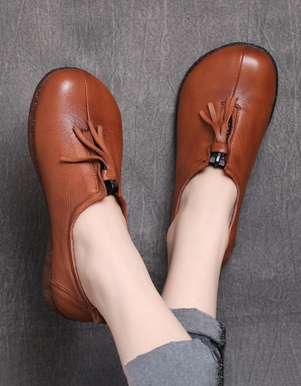 Autumn Handmade Retro Cow Tendon Women's Flats