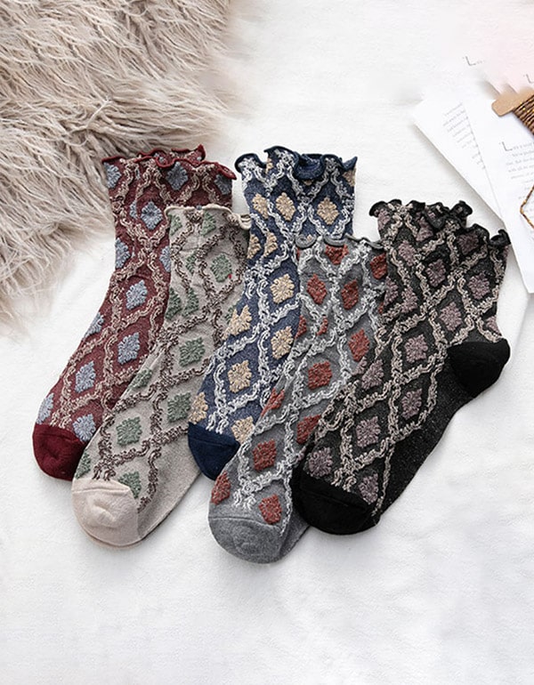 3 Pairs Autumn Middle Tube Vintage Cotton Socks