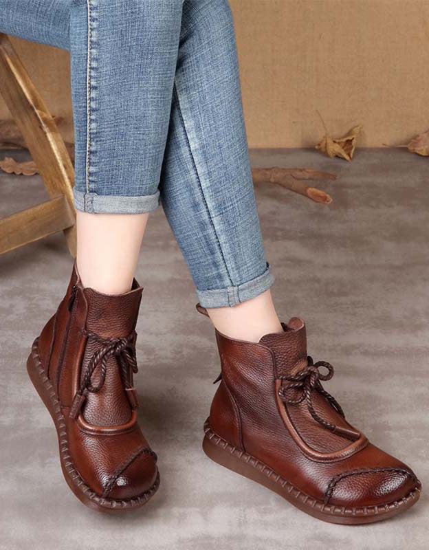 Autumn Round Toe Handmade Retro Boots