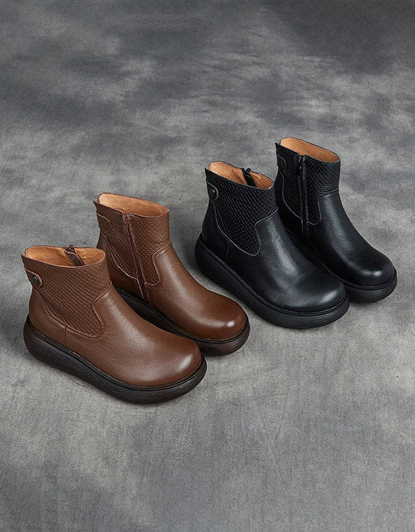 Autumn Winter Leather Comfort Platform Boots