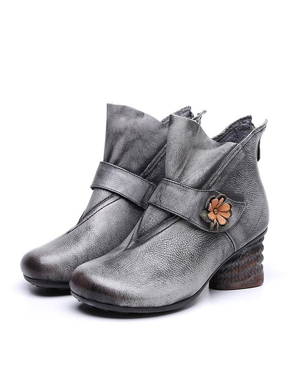 Autumn Winter Thick-Heel Retro Chunky Boots