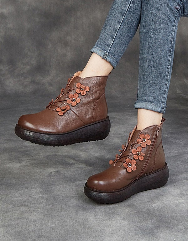 Autumn Winter Thick Heel Retro Platform Boots