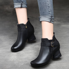 Autumn Retro Leather Women Ankle Boots