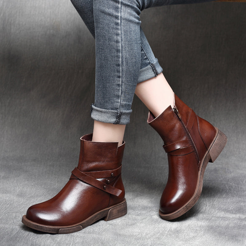 Autumn Winter Leather Women's Boots