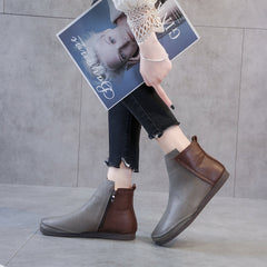 Autumn Winter Women's Leather Short Boots