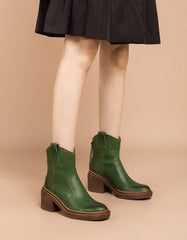 Back Zip Chunky Heel Chelsea Booties