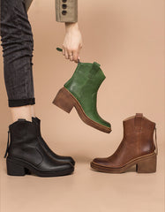 Back Zip Chunky Heel Chelsea Booties