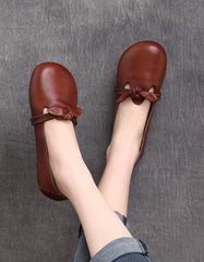 Belt knotted Soft Leather Reto Flat Shoes