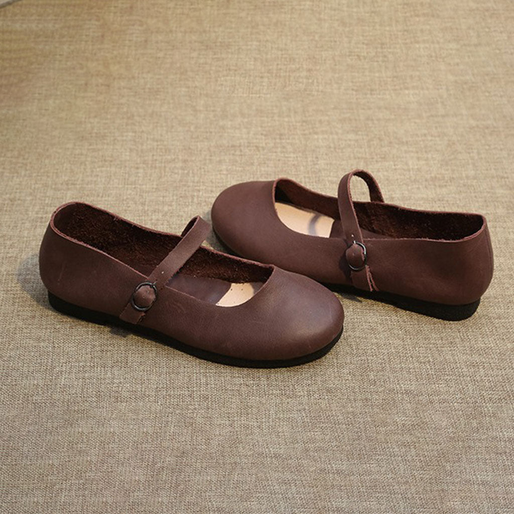 Buckle Handmade Retro Flats | Gift Shoes