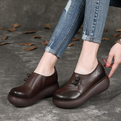 Chinese Buckled Comfortable Wedge Wide Toe Box Shoes