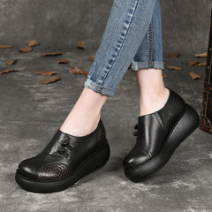 Chinese Buckled Comfortable Wedge Wide Toe Box Shoes