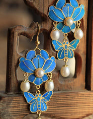 Butterfly Gold-plated Pearl Earrings