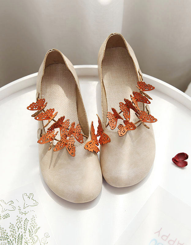 Butterfly Soft Leather Retro Flat Shoes