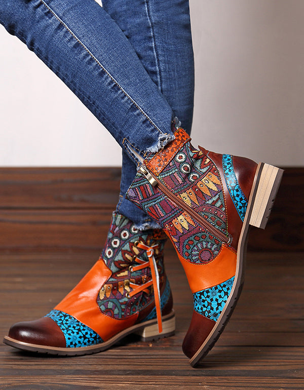 Tassel Colorful Vintage Ankle Boots ｜Size 35- Size 42