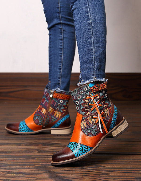 Tassel Colorful Vintage Ankle Boots ｜Size 35- Size 42