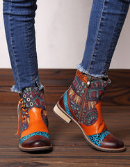 Tassel Colorful Vintage Ankle Boots ｜Size 35- Size 42