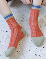 3 Pairs Women's Striped Cotton Socks