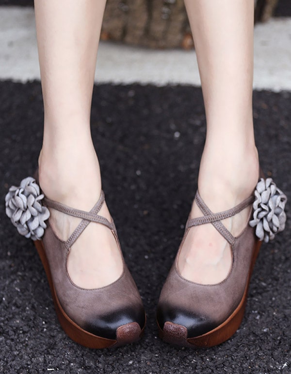 Cross Strap Vintage Elegant Wedge Shoes