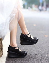 Cross Strap Vintage Elegant Wedge Shoes