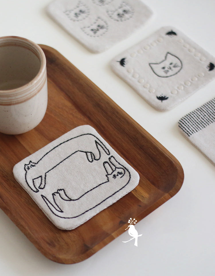 DIY Embroidered Cat Teacup Mat Gift (All materials included)