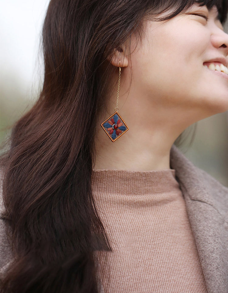 DIY Embroidery Earrings Gift (Including DIY materials)