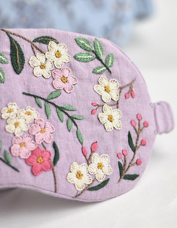 DIY Linen Embroidery Floral Blindfold(Including DIY materials)