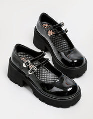 Double Buckle Chunky Heeled Mary Jane Shoes