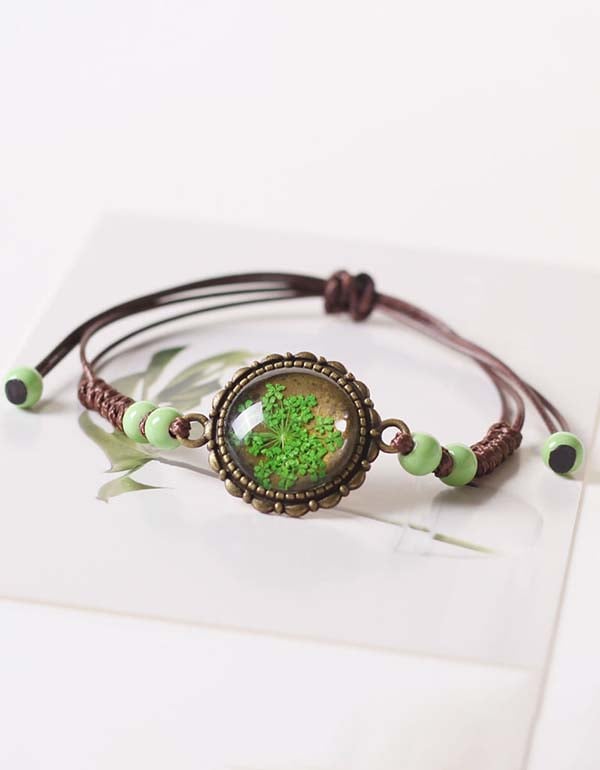 Handmade Dried Flower Ceramic Hand-woven Bracelet