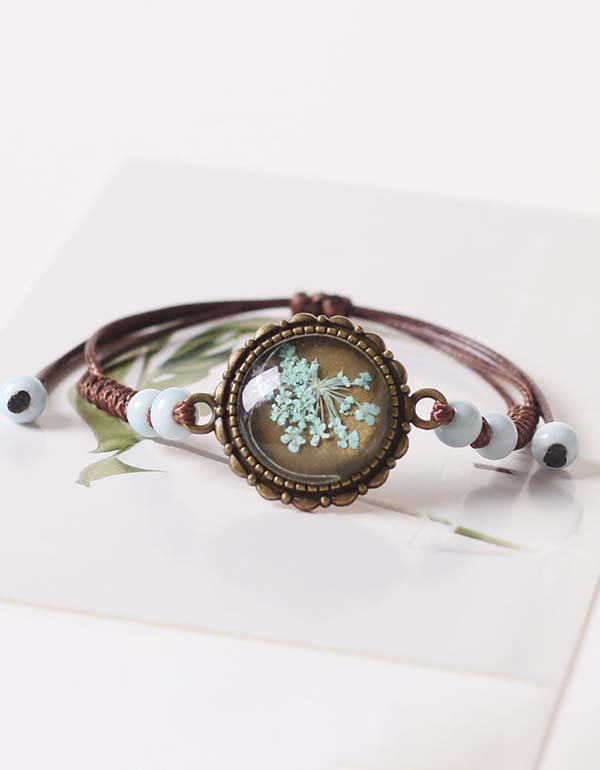 Handmade Dried Flower Ceramic Hand-woven Bracelet