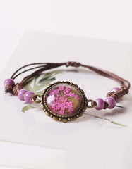 Handmade Dried Flower Ceramic Hand-woven Bracelet