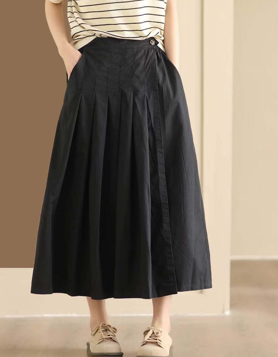 Elastic Waist Loose Casual Wide Leg Pants Skirts