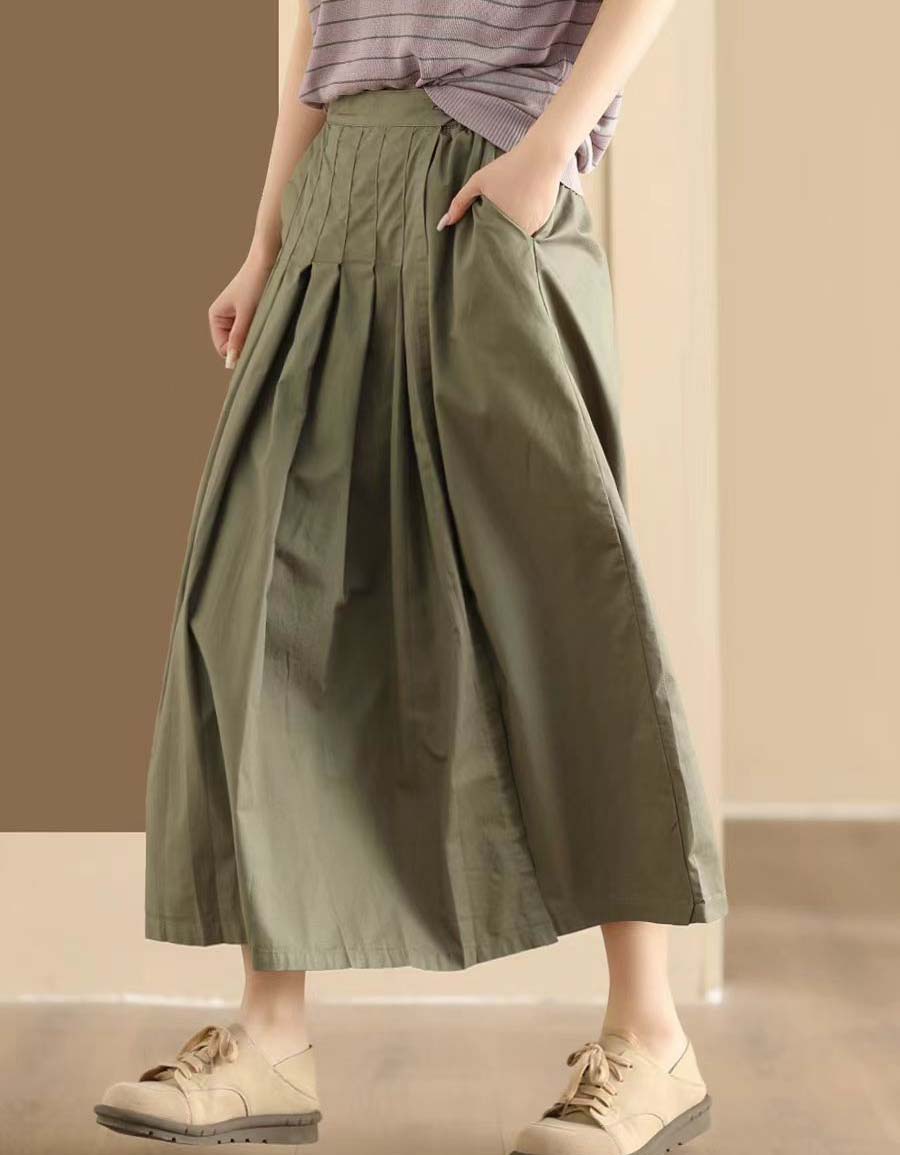 Elastic Waist Loose Casual Wide Leg Pants Skirts