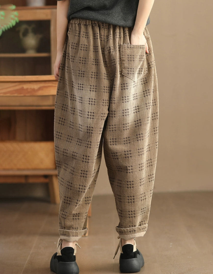 Elastic Waist Style Corduroy Casual Pants