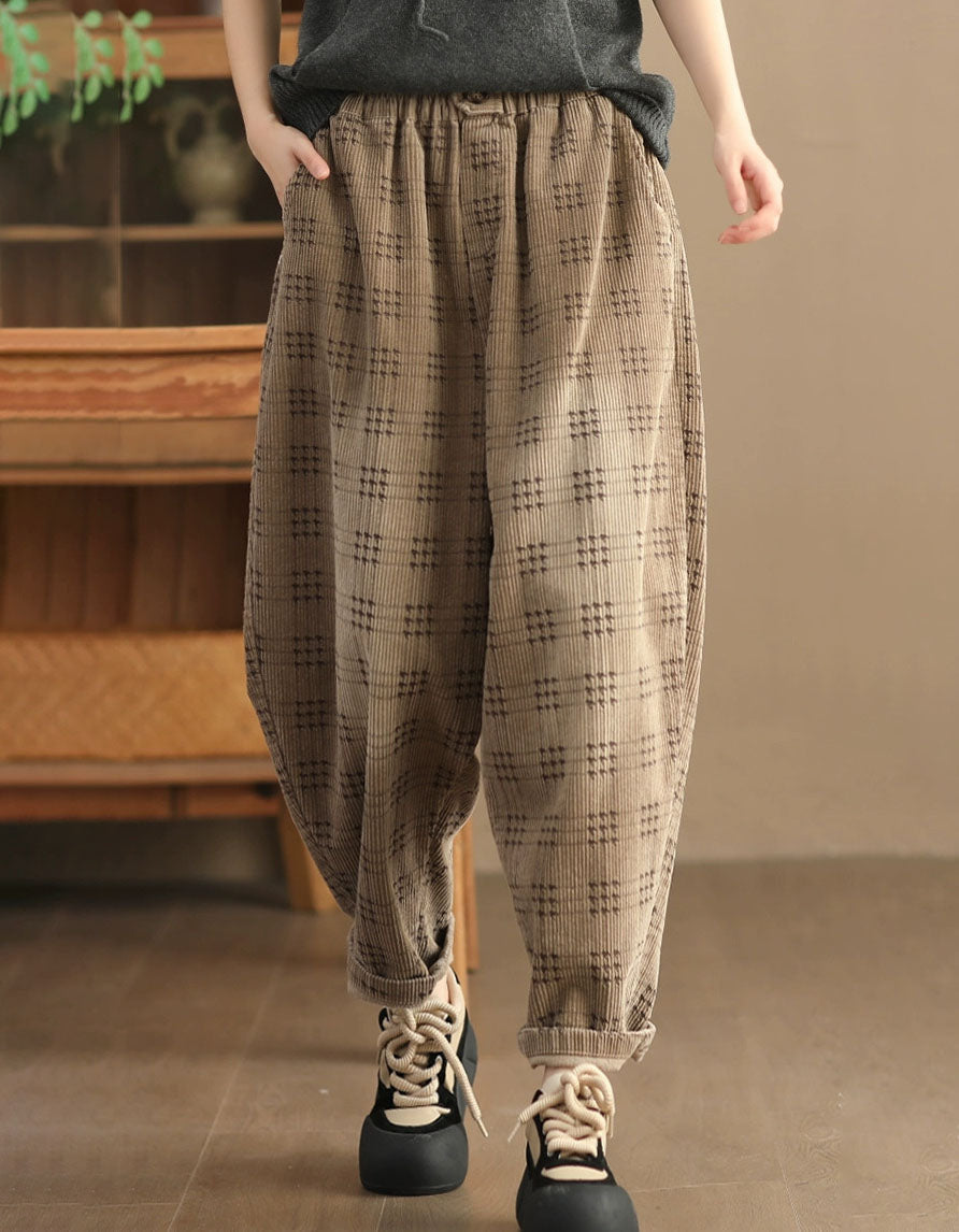 Elastic Waist Style Corduroy Casual Pants