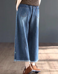 Embroidery Denim Wide Leg Pants