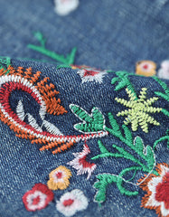 Embroidery Retro Loose Denim Pants