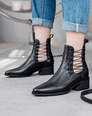 Fashion Leather Thick-Heeled Chelsea Boots