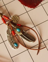 Handmade Feather Leaf Vintage Long Necklace