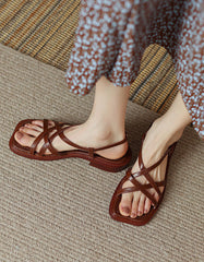 French Style Comfortable Flat Strappy Sandals