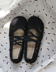 Front Strappy Soft Bottom Lace Flats