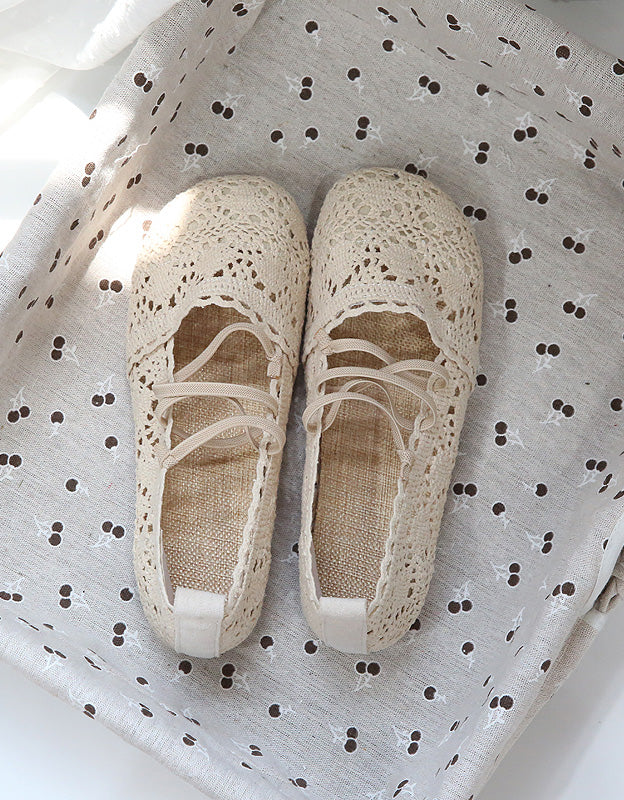 Front Strappy Soft Bottom Lace Flats